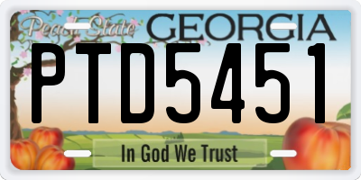 GA license plate PTD5451