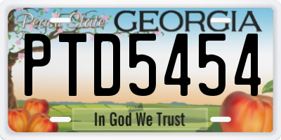 GA license plate PTD5454
