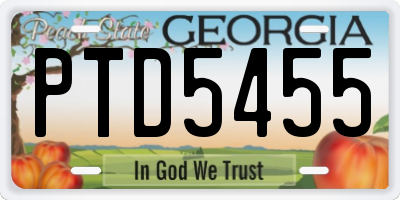 GA license plate PTD5455