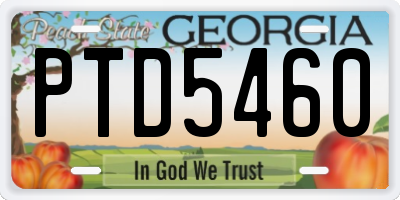 GA license plate PTD5460