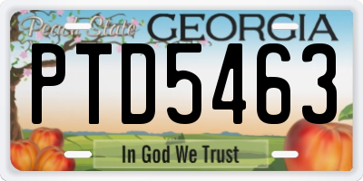 GA license plate PTD5463
