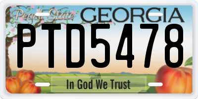 GA license plate PTD5478