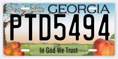 GA license plate PTD5494
