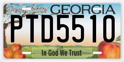 GA license plate PTD5510
