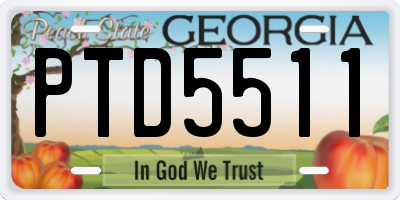 GA license plate PTD5511
