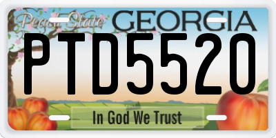 GA license plate PTD5520