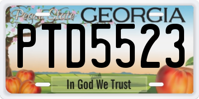 GA license plate PTD5523
