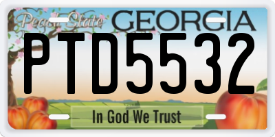 GA license plate PTD5532