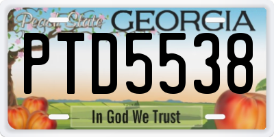 GA license plate PTD5538