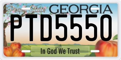 GA license plate PTD5550