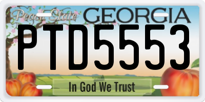 GA license plate PTD5553