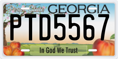 GA license plate PTD5567