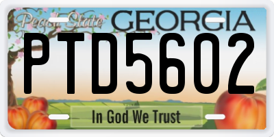 GA license plate PTD5602