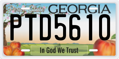 GA license plate PTD5610