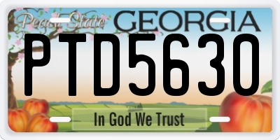 GA license plate PTD5630