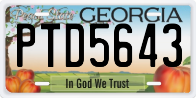 GA license plate PTD5643