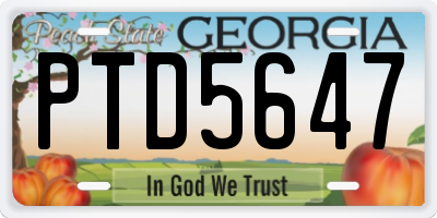 GA license plate PTD5647