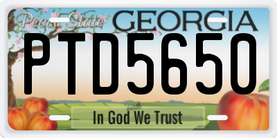 GA license plate PTD5650