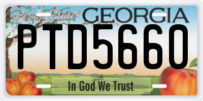 GA license plate PTD5660