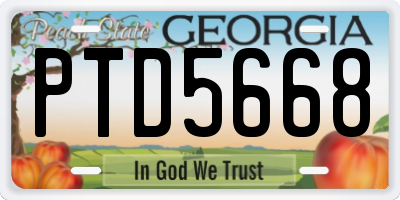 GA license plate PTD5668