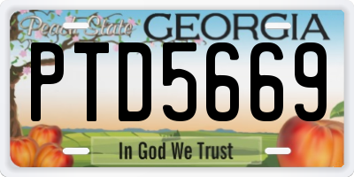 GA license plate PTD5669