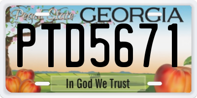 GA license plate PTD5671