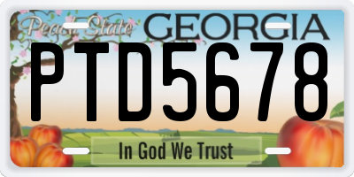 GA license plate PTD5678