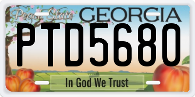 GA license plate PTD5680