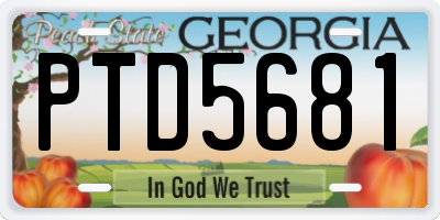 GA license plate PTD5681