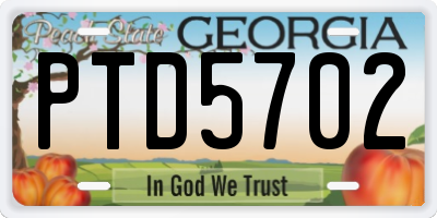 GA license plate PTD5702