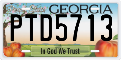 GA license plate PTD5713