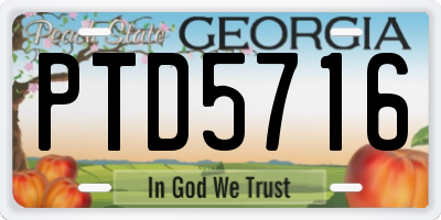 GA license plate PTD5716