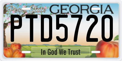 GA license plate PTD5720