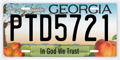 GA license plate PTD5721