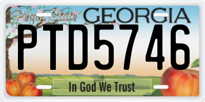GA license plate PTD5746