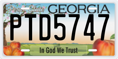GA license plate PTD5747