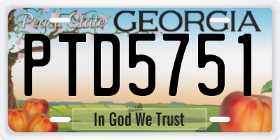 GA license plate PTD5751