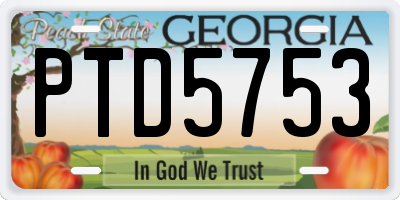 GA license plate PTD5753