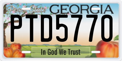 GA license plate PTD5770