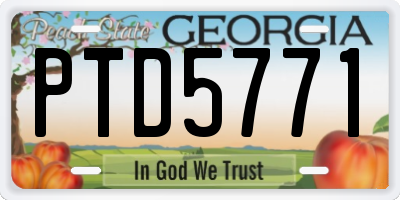 GA license plate PTD5771
