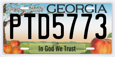 GA license plate PTD5773