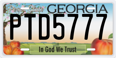 GA license plate PTD5777