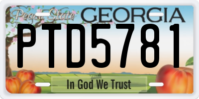 GA license plate PTD5781