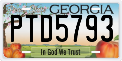 GA license plate PTD5793