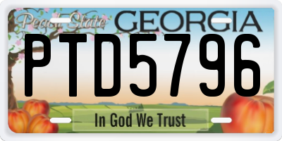 GA license plate PTD5796