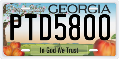 GA license plate PTD5800
