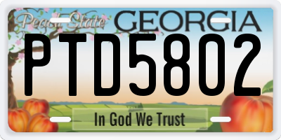 GA license plate PTD5802