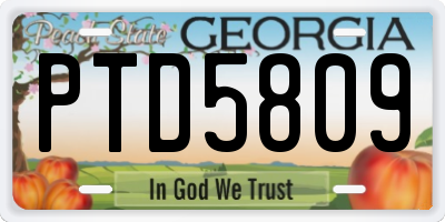 GA license plate PTD5809