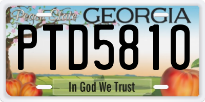 GA license plate PTD5810