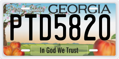 GA license plate PTD5820